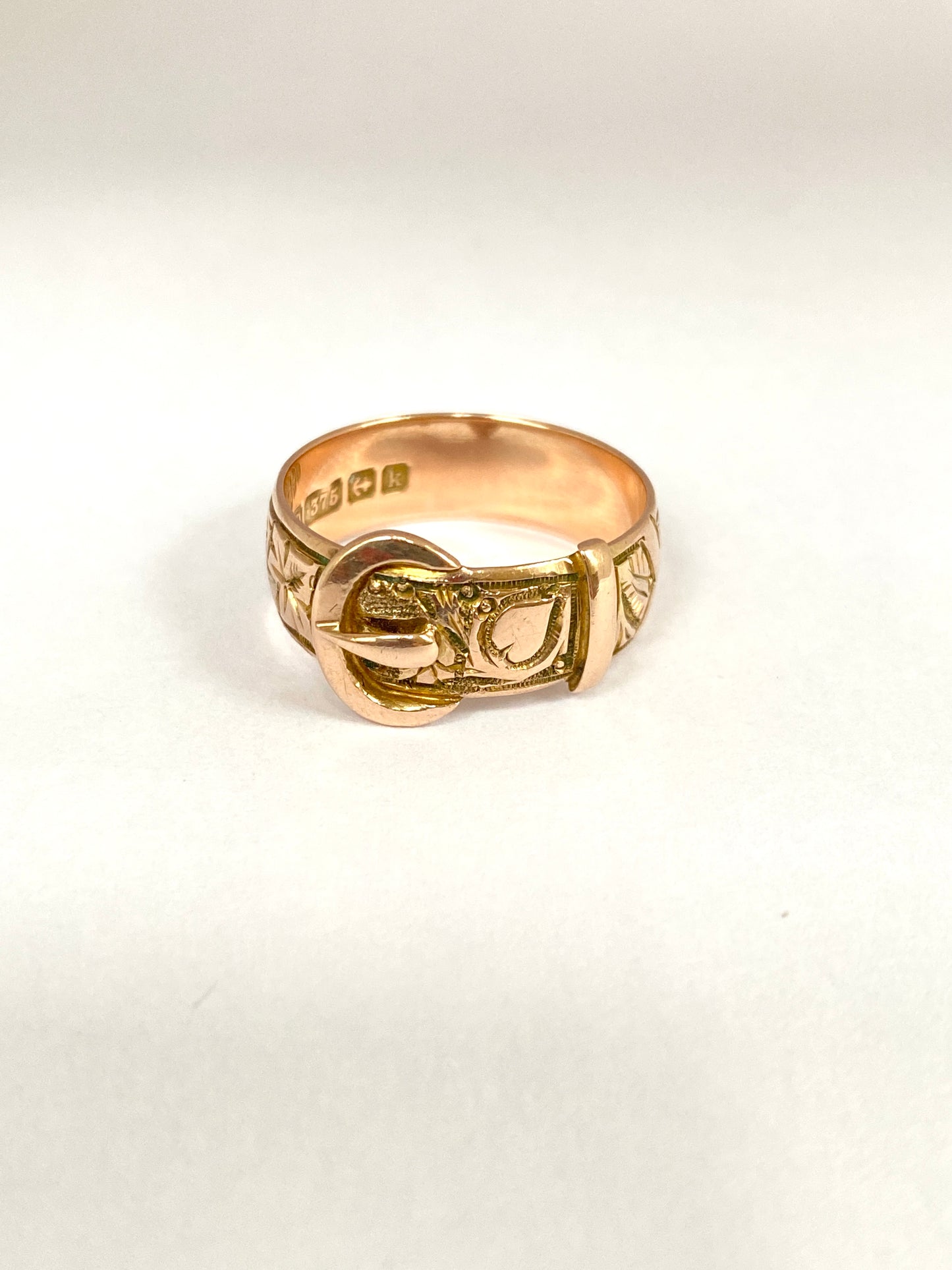 Antique Edwardian Buckle Ring, Hallmarked, 9ct Gold, Birmingham and 1909