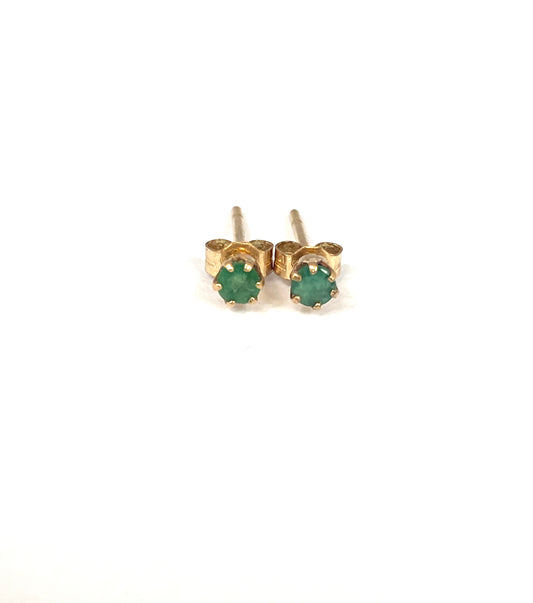 Vintage, 9ct Gold Emerald Stud Earrings