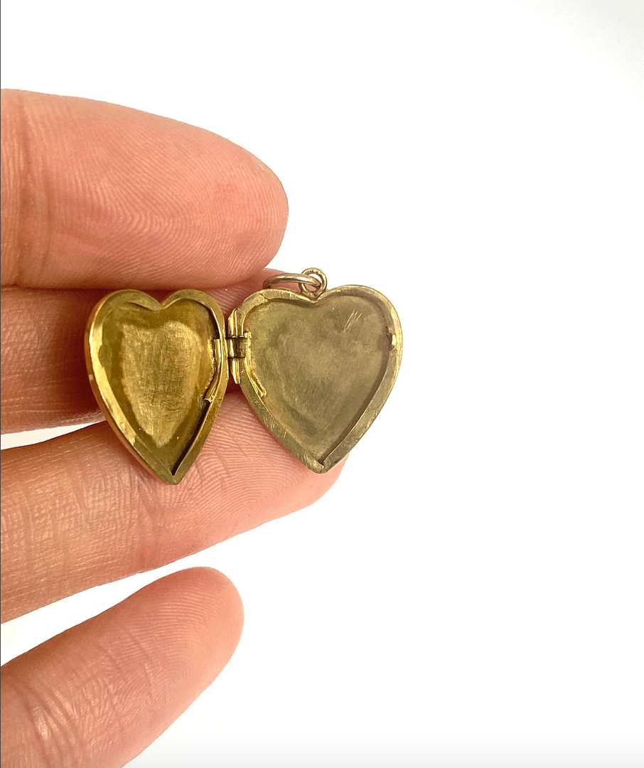 Vintage, 18ct Gold, Starburst Turquoise Heart Locket