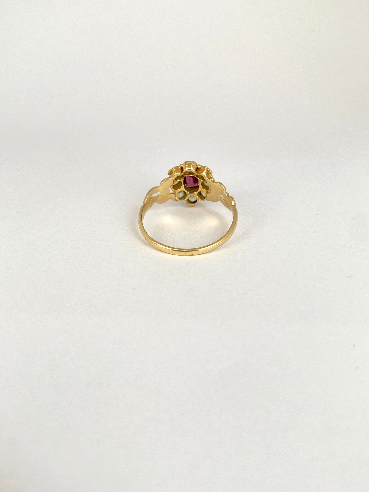 15ct Gold, Chrysoberyl and Rubelite Antique Ring