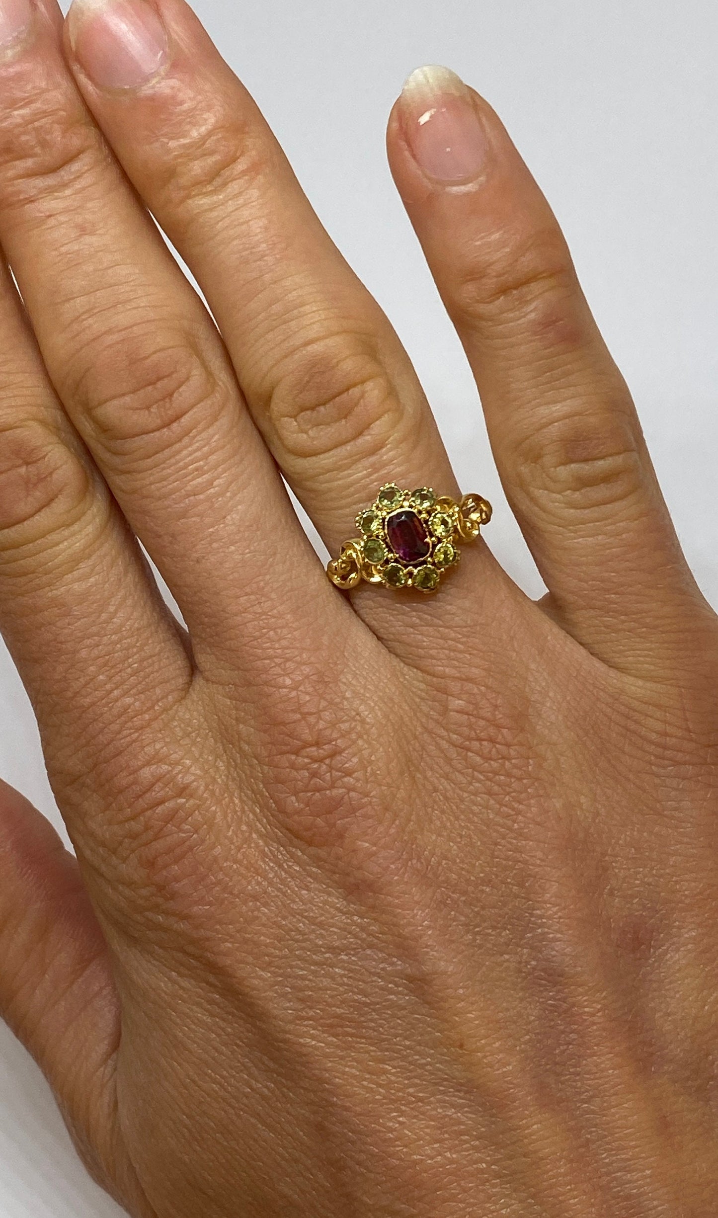 15ct Gold, Chrysoberyl and Rubelite Antique Ring